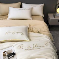 4Pcs Satin Babric | Romantic Love Standard Bedsets Summer Blanket | ID 4PCSROMANLOVE06