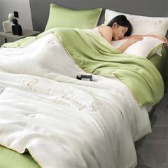 4Pcs Satin Babric | Romantic Love Standard Bedsets Summer Blanket | ID 4PCSROMANLOVE07