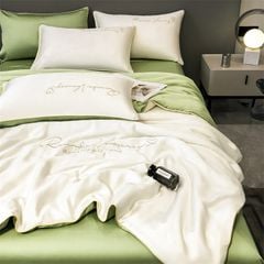 4Pcs Satin Babric | Romantic Love Standard Bedsets Summer Blanket | ID 4PCSROMANLOVE07