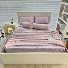 Bộ Chăn Ga Cotton Linen MARK HOME thỏ tím Funny