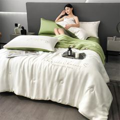 4Pcs Satin Babric | Romantic Love Standard Bedsets Summer Blanket | ID 4PCSROMANLOVE07