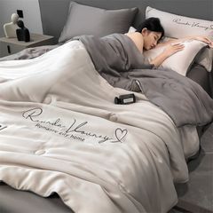 4Pcs Satin Babric | Romantic Love Standard Bedsets Summer Blanket | ID 4PCSROMANLOVE08