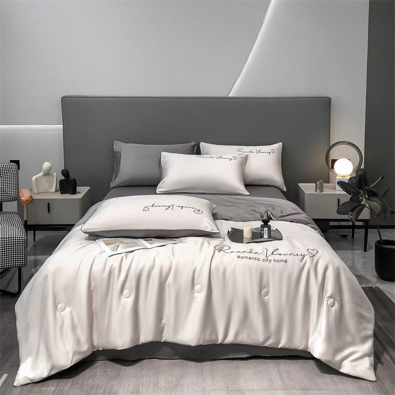 4Pcs Satin Babric | RomanticLove Standard Bedsets Summer Blanket | ID 4PCSSFARBRICROMA008