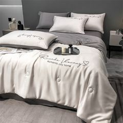 4Pcs Satin Babric | Romantic Love Standard Bedsets Summer Blanket | ID 4PCSROMANLOVE08