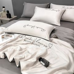 4Pcs Satin Babric | Romantic Love Standard Bedsets Summer Blanket | ID 4PCSROMANLOVE08