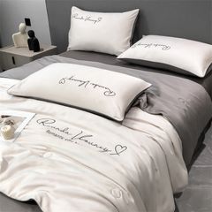4Pcs Satin Babric | Romantic Love Standard Bedsets Summer Blanket | ID 4PCSROMANLOVE08