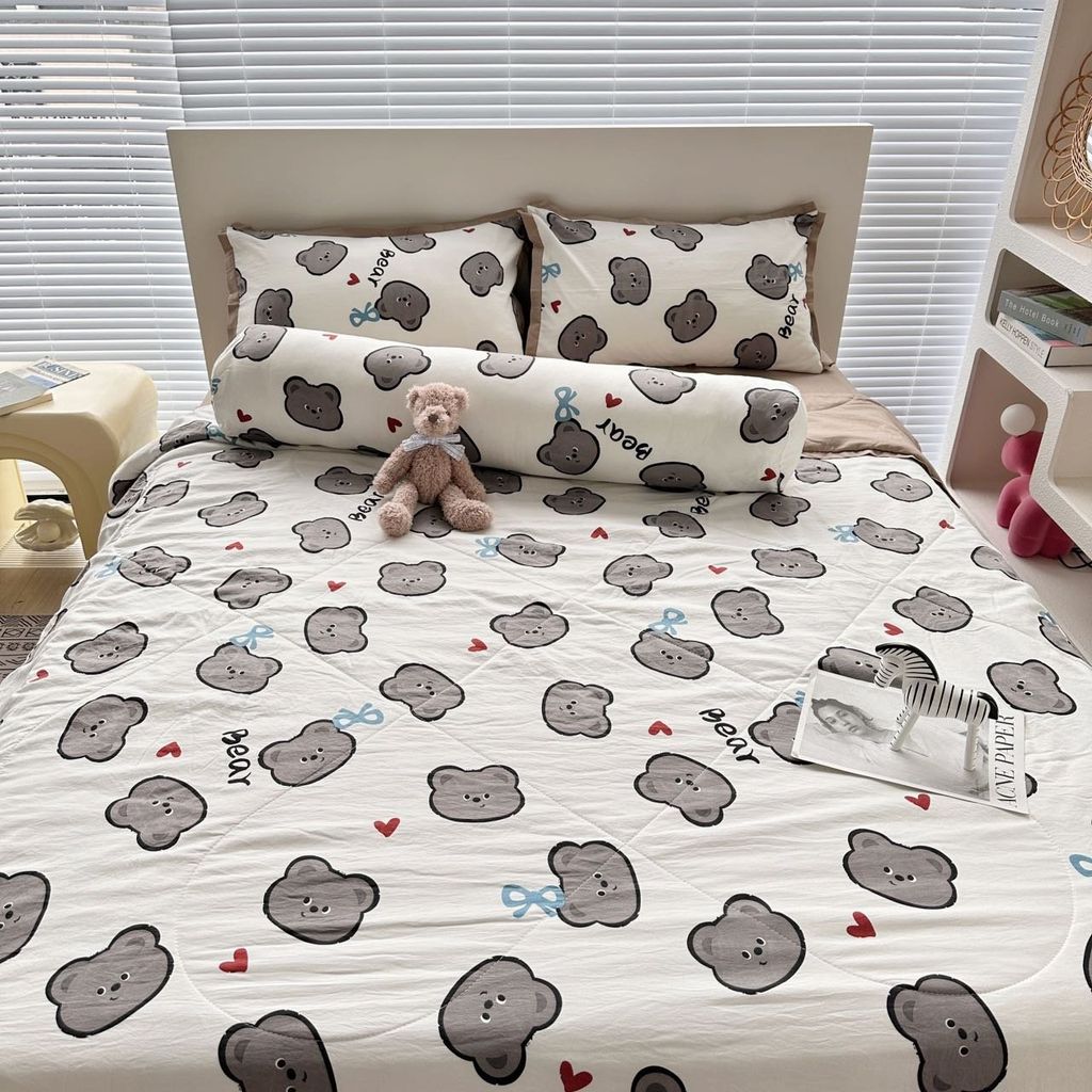 Bộ Chăn Ga Cotton Linen Dành cho bé Hoạ tiết Gấu BEAR đáng yêu