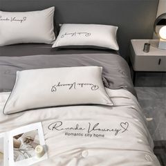 4Pcs Satin Babric | Romantic Love Standard Bedsets Summer Blanket | ID 4PCSROMANLOVE08