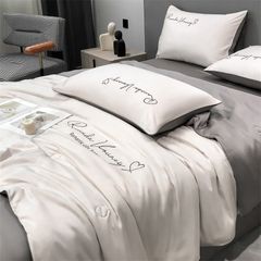 4Pcs Satin Babric | Romantic Love Standard Bedsets Summer Blanket | ID 4PCSROMANLOVE08
