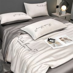 4Pcs Satin Babric | Romantic Love Standard Bedsets Summer Blanket | ID 4PCSROMANLOVE08