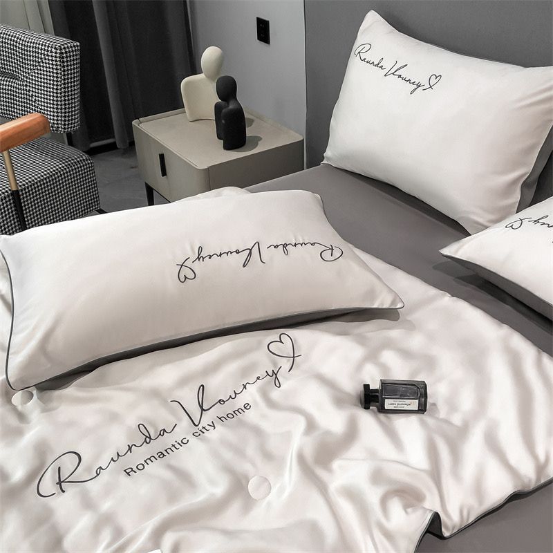 4Pcs Satin Babric | RomanticLove Standard Bedsets Summer Blanket | ID 4PCSSFARBRICROMA008
