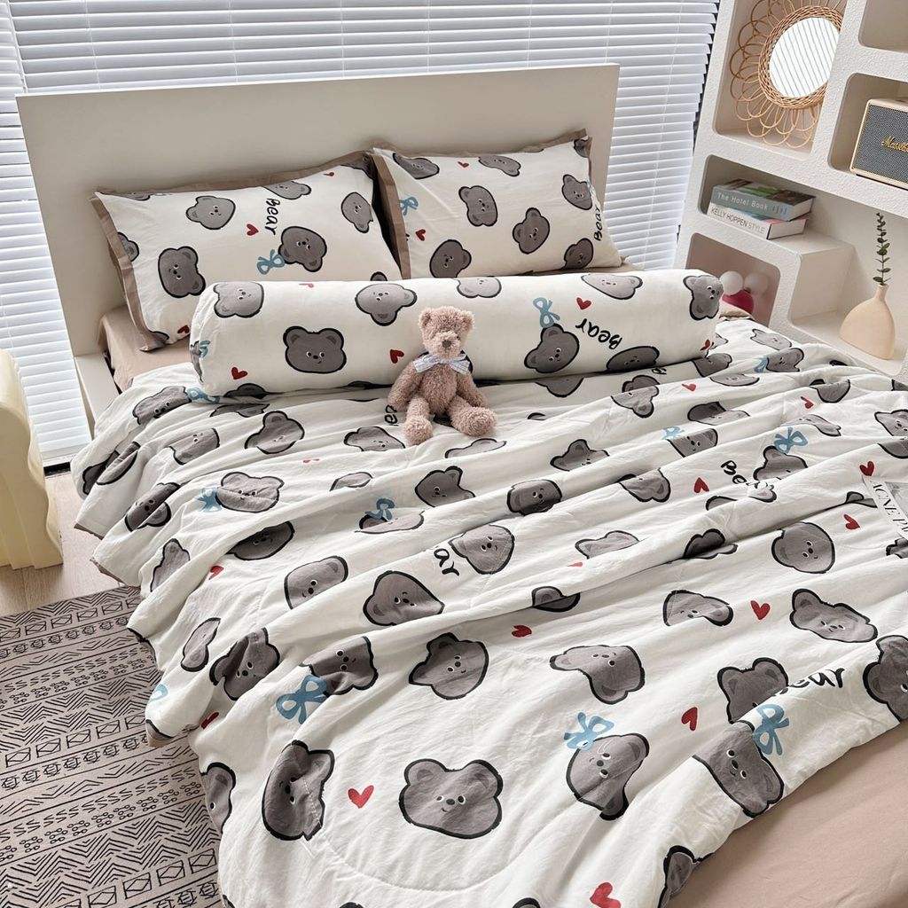 Bộ Chăn Ga Cotton Linen Dành cho bé Hoạ tiết Gấu BEAR đáng yêu
