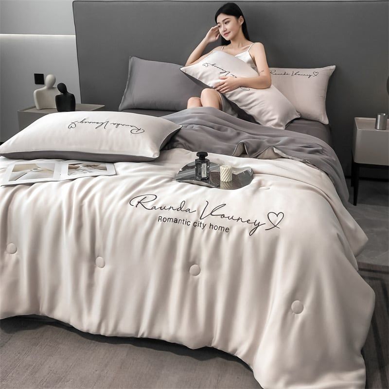 4Pcs Satin Babric | RomanticLove Standard Bedsets Summer Blanket | ID 4PCSSFARBRICROMA008