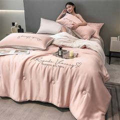 4Pcs Satin Babric | Romantic Love Standard Bedsets Summer Blanket | ID 4PCSROMANLOVE09
