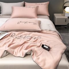 4Pcs Satin Babric | RomanticLove Standard Bedsets Summer Blanket | ID 4PCSSFARBRICROMA009