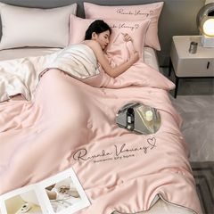 4Pcs Satin Babric | Romantic Love Standard Bedsets Summer Blanket | ID 4PCSROMANLOVE09