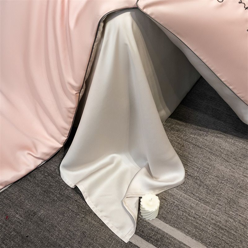 4Pcs Satin Babric | Romantic Love Standard Bedsets Summer Blanket | ID 4PCSROMANLOVE09