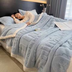 Home Text – Wool Blanket | Chăn Lông Cừu Minmin 230×200cm (1.6kg) | Baby Blue