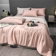 4Pcs Satin Babric | Romantic Love Standard Bedsets Summer Blanket | ID 4PCSROMANLOVE09