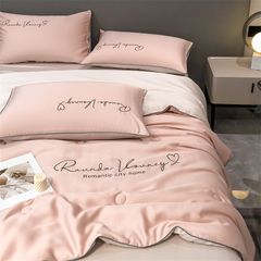 4Pcs Satin Babric | Romantic Love Standard Bedsets Summer Blanket | ID 4PCSROMANLOVE09