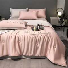 4Pcs Satin Babric | Romantic Love Standard Bedsets Summer Blanket | ID 4PCSROMANLOVE09