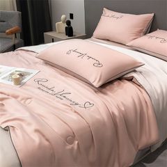 4Pcs Satin Babric | Romantic Love Standard Bedsets Summer Blanket | ID 4PCSROMANLOVE09