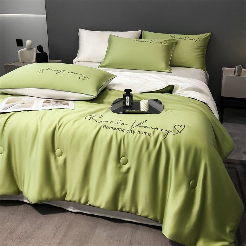 4Pcs Satin Babric | RomanticLove Standard Bedsets Summer Blanket | ID 4PCSSFARBRICROMA010