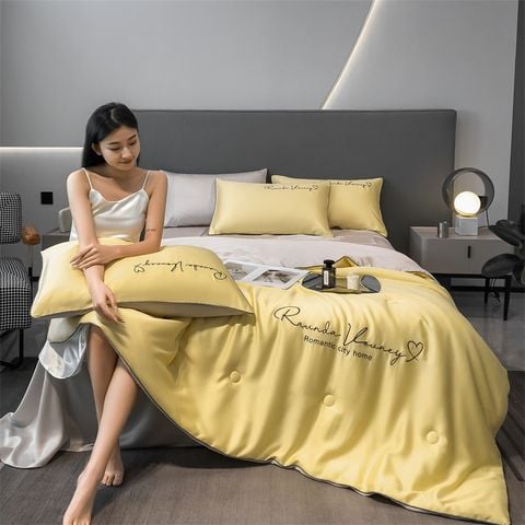 4Pcs Satin Babric | RomanticLove Standard Bedsets Summer Blanket | ID 4PCSSFARBRICROMA011