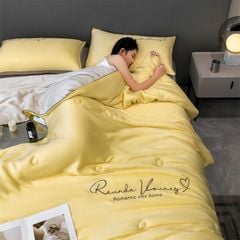 4Pcs Satin Babric | Romantic Love Standard Bedsets Summer Blanket | ID 4PCSROMANLOVE11