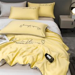 4Pcs Satin Babric | Romantic Love Standard Bedsets Summer Blanket | ID 4PCSROMANLOVE11