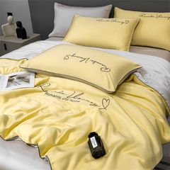 4Pcs Satin Babric | Romantic Love Standard Bedsets Summer Blanket | ID 4PCSROMANLOVE11