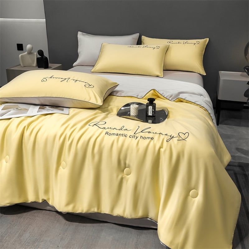 4Pcs Satin Babric | Romantic Love Standard Bedsets Summer Blanket | ID 4PCSROMANLOVE11