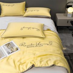 4Pcs Satin Babric | Romantic Love Standard Bedsets Summer Blanket | ID 4PCSROMANLOVE11