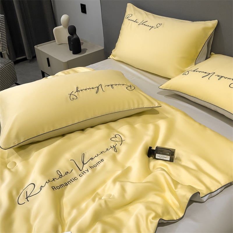 4Pcs Satin Babric | RomanticLove Standard Bedsets Summer Blanket | ID 4PCSSFARBRICROMA011