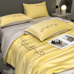 4Pcs Satin Babric | Romantic Love Standard Bedsets Summer Blanket | ID 4PCSROMANLOVE11