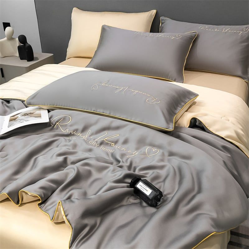 4Pcs Satin Babric | RomanticLove Standard Bedsets Summer Blanket | ID 4PCSSFARBRICROMA012
