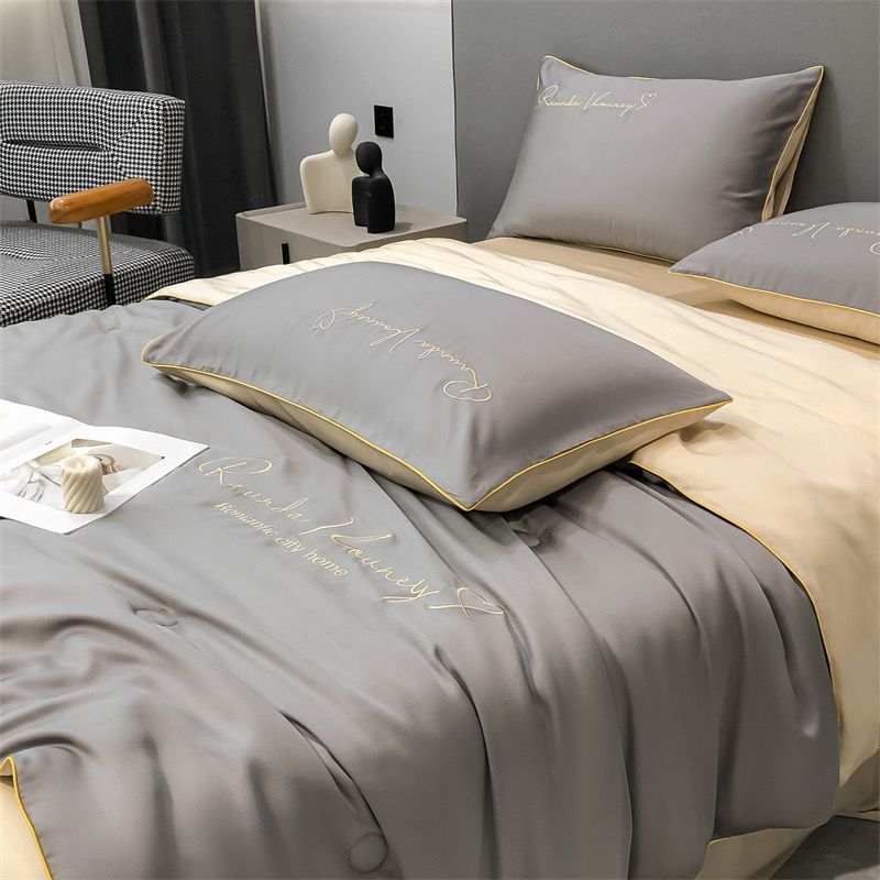 4Pcs Satin Babric | RomanticLove Standard Bedsets Summer Blanket | ID 4PCSSFARBRICROMA012