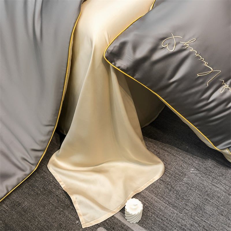 4Pcs Satin Babric | Romantic Love Standard Bedsets Summer Blanket | ID 4PCSROMANLOVE12