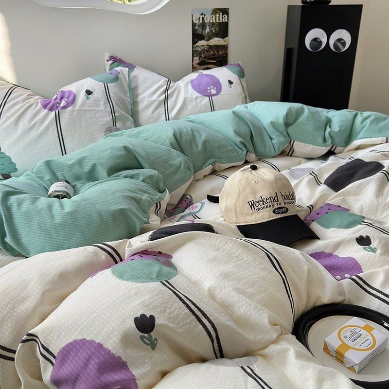 4Pcs Cloud Linen | Set Đũi Mây Phong cách trẻ trung hiện đại | ID 4PCSCLOUDLINE04