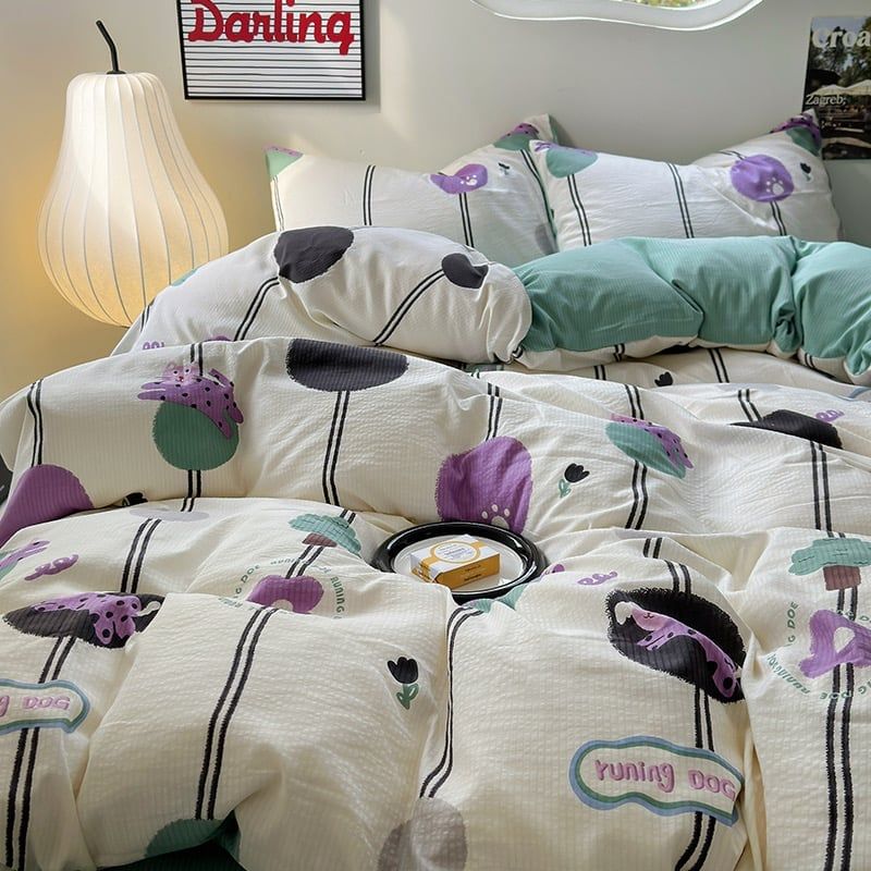 4Pcs Cloud Linen | Set Đũi Mây Phong cách trẻ trung hiện đại | ID 4PCSCLOUDLINE04