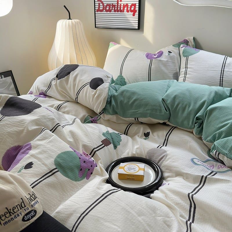 4Pcs Cloud Linen | Set Đũi Mây Phong cách trẻ trung hiện đại | ID 4PCSCLOUDLINE04