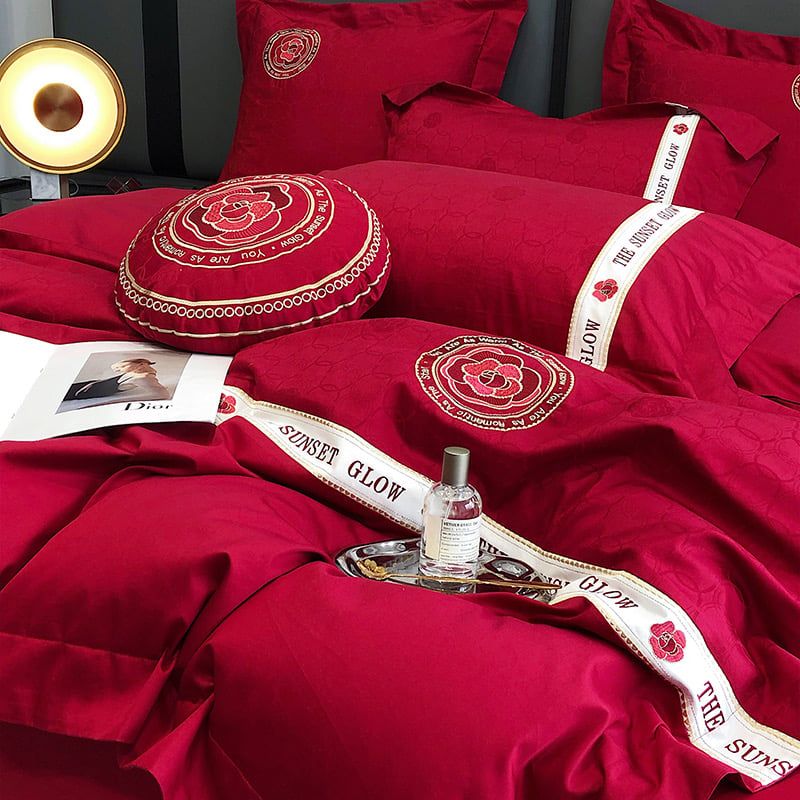 The Sunset Glow Album RedWedding Colection 120S Egyptian Silk (4Pcs)