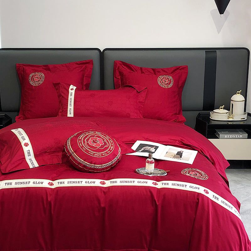 The Sunset Glow Album RedWedding Colection 120S Egyptian Silk (4Pcs)