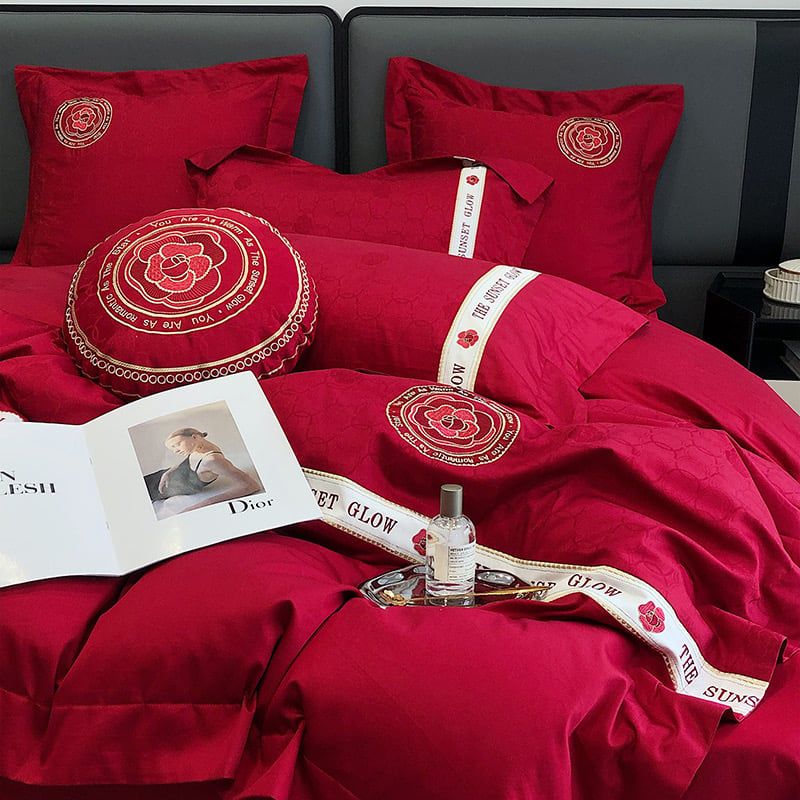 The Sunset Glow Album RedWedding Colection 120S Egyptian Silk (4Pcs)