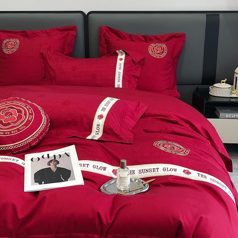 The Sunset Glow Album RedWedding Colection 120S Egyptian Silk (4Pcs)