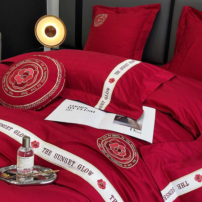 The Sunset Glow Album RedWedding Colection 120S Egyptian Silk (4Pcs)