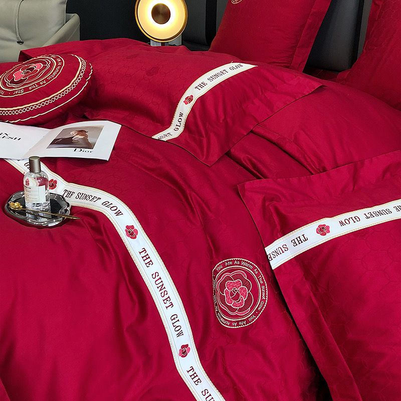 The Sunset Glow Album RedWedding Colection 120S Egyptian Silk (4Pcs)