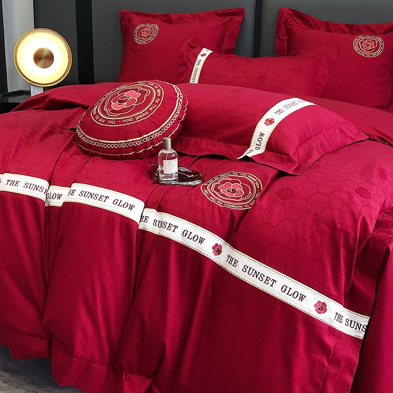 The Sunset Glow Album RedWedding Colection 120S Egyptian Silk (4Pcs)