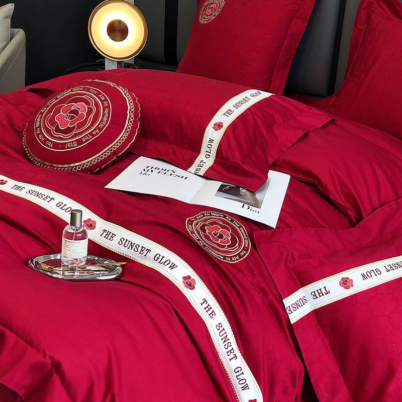 The Sunset Glow Album RedWedding Colection 120S Egyptian Silk (4Pcs)