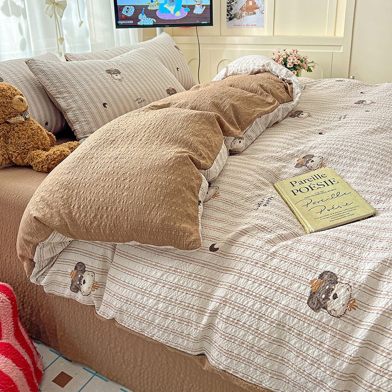 4Pcs PreCloud Linen | Set Đũi Xu Kem Style trẻ trung hiện đại | ID 4PCSPRECLOUD01